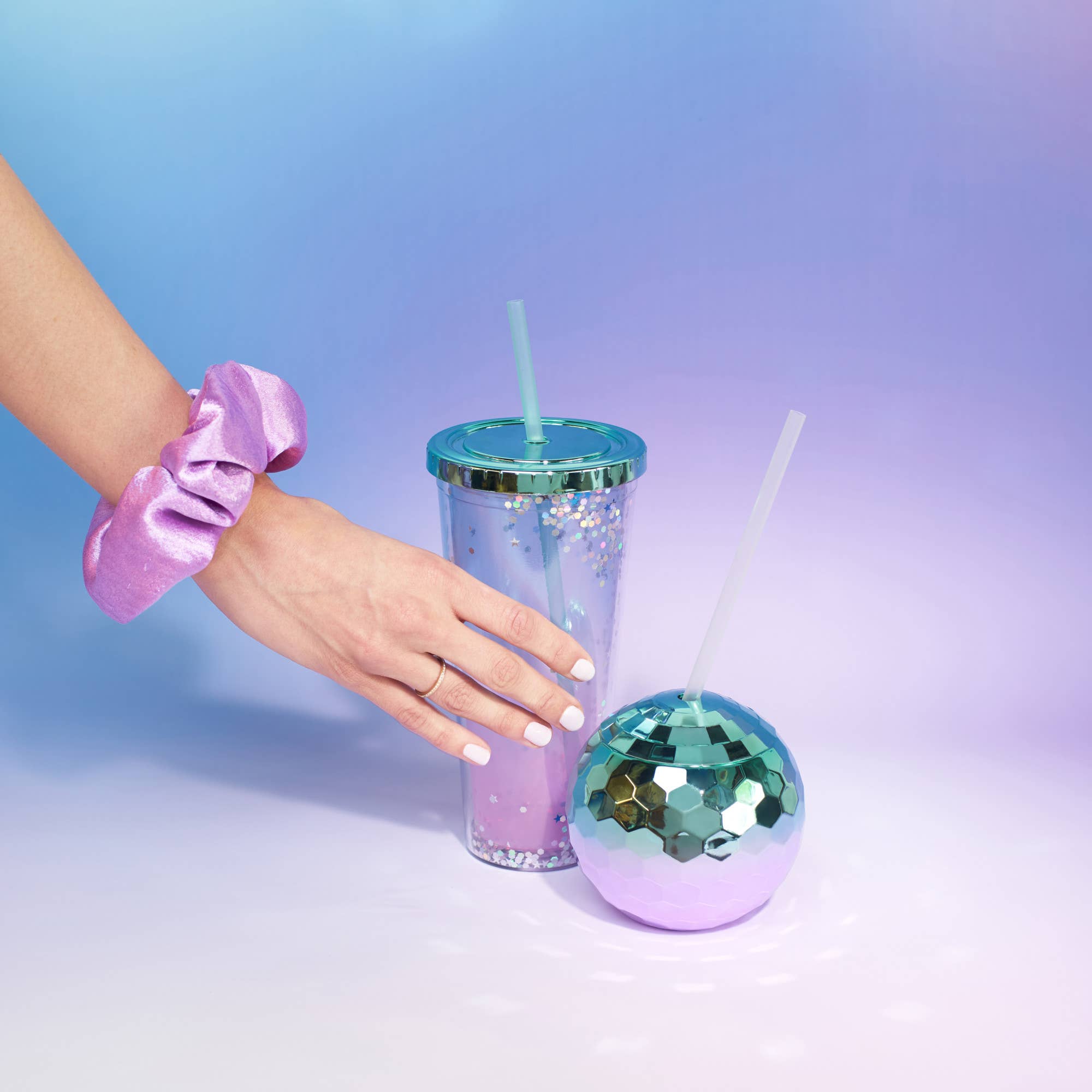 Blush - Wholesale Drinking Glass/Cup - Assorted Ombre Disco Ball Drink Tumblers2