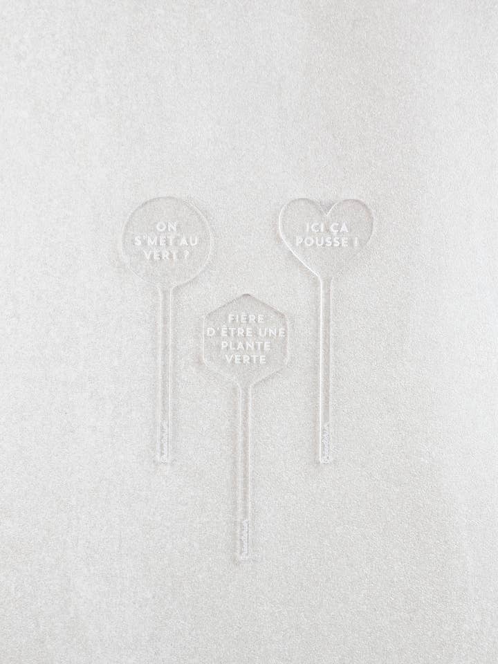 Pflanzenmarker ‚Here it grows‘ – Klare Acryl-Stecker für den Großhandel von Greenterior