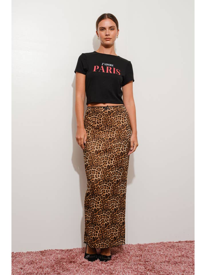 LEOPARD MESH MAXI SKIRT for wholesale on Faire