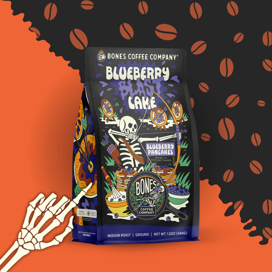 Bones Coffee Company - Wholesale Cake Mix - Blueberry Blast Cake Coffee | 12oz | Whole Bean & Ground
