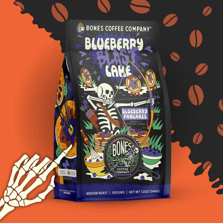 Bones Coffee Company - Wholesale Cake Mix - Blueberry Blast Cake Coffee | 12oz | Whole Bean & Ground0