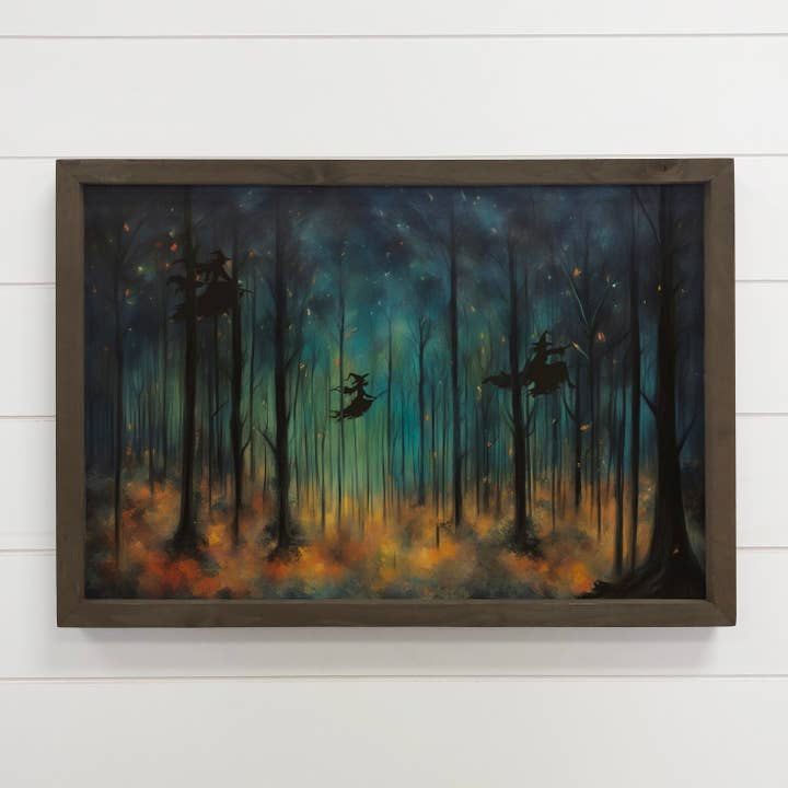 Dark Forest Witch - Halloween Canvas Art - Wood Framed Decor for wholesale by Hangout Home