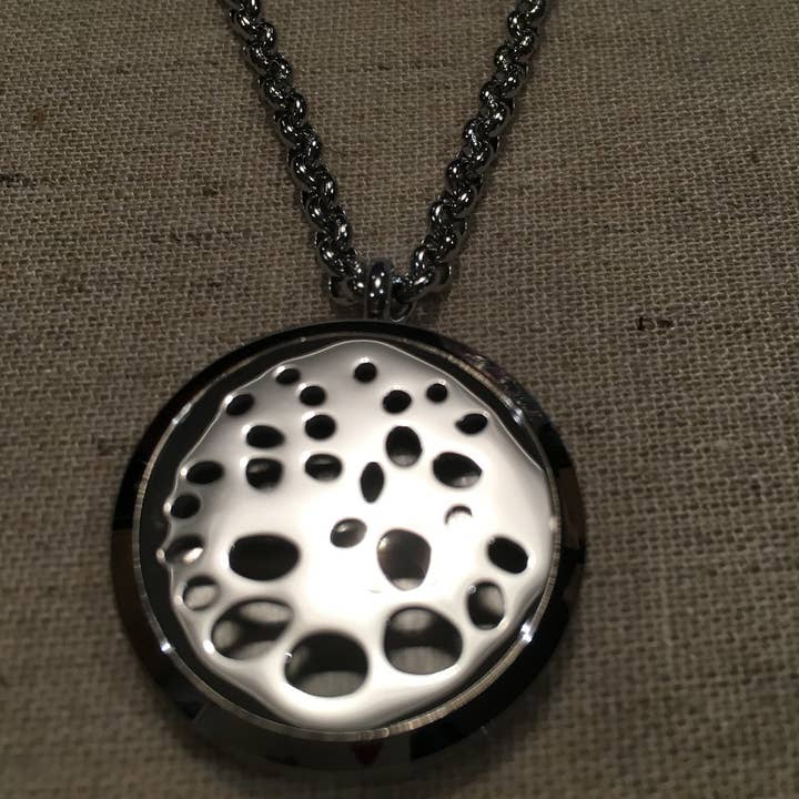 Essential Oil Pendant 316L Surgical Grade Stainless Steel Diffuser Holes Circles for wholesale by Baltic Essentials