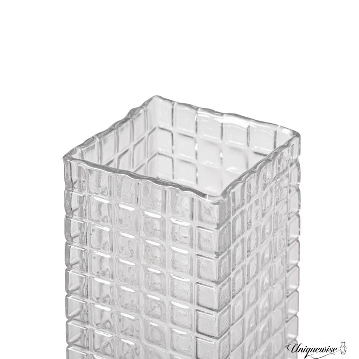 Quickway Imports - Wholesale Vase - Set of 2 Square Frosted Clear Glass Table Vase15