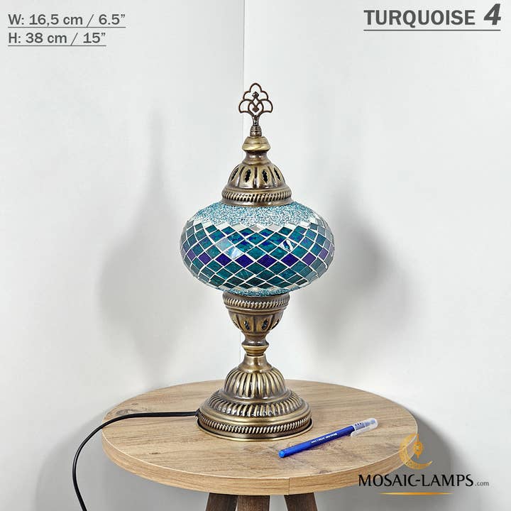 Mosaic Lamps - Wholesale Accent/Desk Lamp - 10+ Colors - Turkish Mosaic Large Globe Table Lamp, Marrakec86