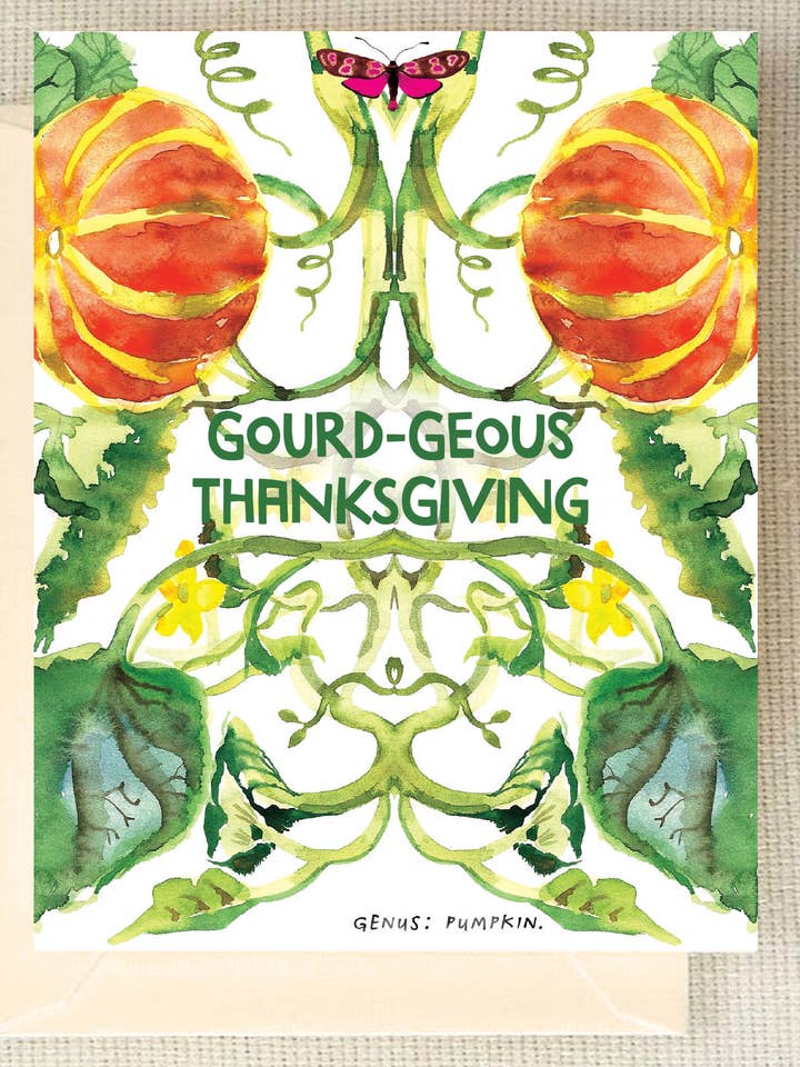 Gourdgeous Thanks WATERCOLOR GREETING CARD for wholesale by Studio Masha D'yans