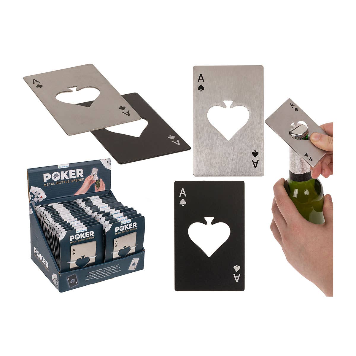 Accentra - Wholesale Bottle/Wine Opener - Metal bottle opener in poker design1