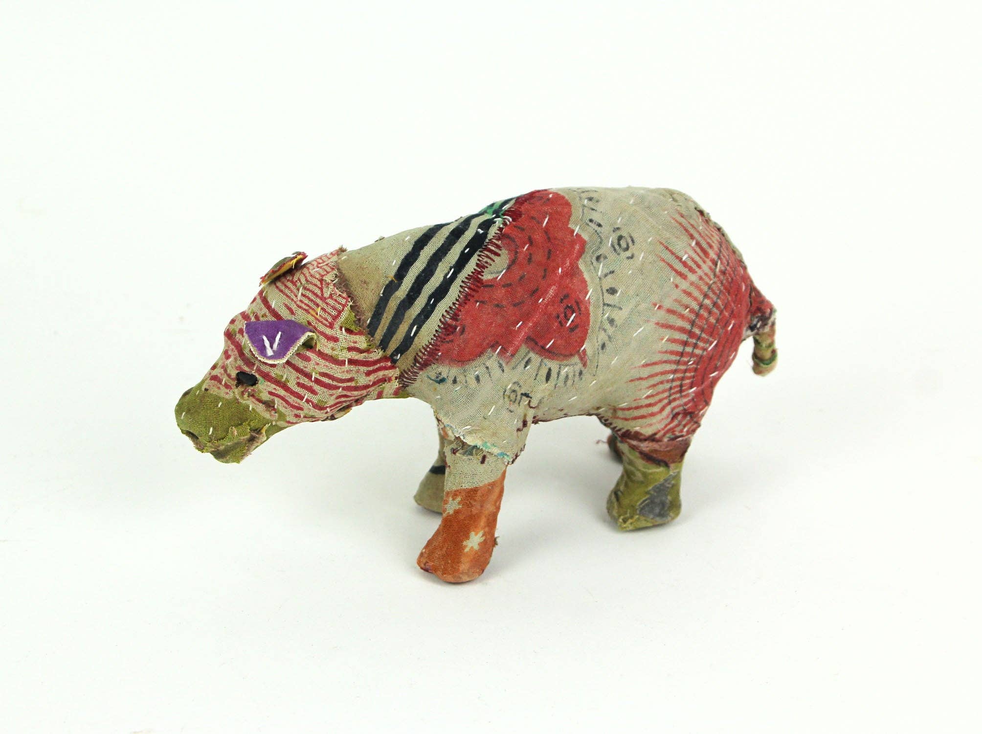 Things2Die4 - Wholesale Decorative Figurine - Handcrafted Vintage Look Sari Cloth Fabric Paper Mache Bear3