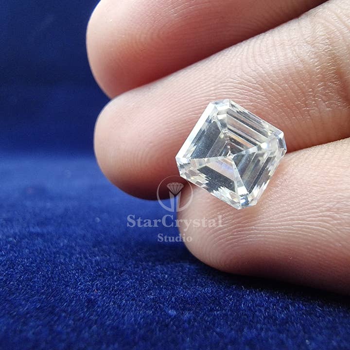 Pedra preciosa de moissanita cortada Asscher por atacado de StarCrystalStudio