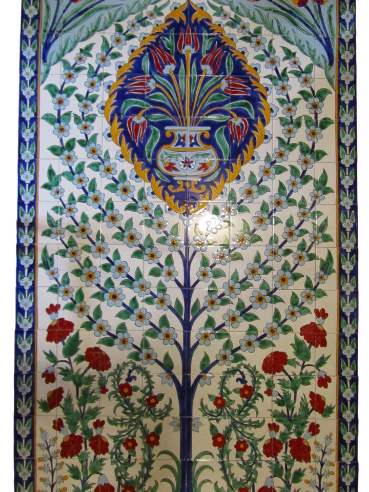 Wandmalerei-Set mit Keramikfliesen (handbemalt in Tunesien) (TAO-30) für den Großhandel von Le Souk Ceramique and Le Souk Olivique