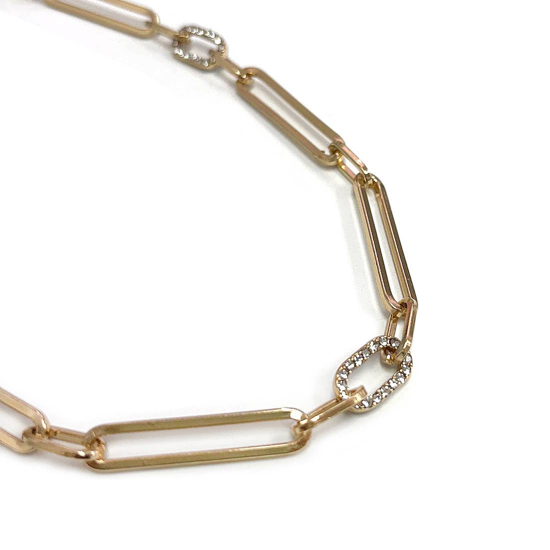 StarryNYC – wholesale Kedjehalsband – Länkad pappersklippskedja med Rhinestone Clip Kedjehalsband3