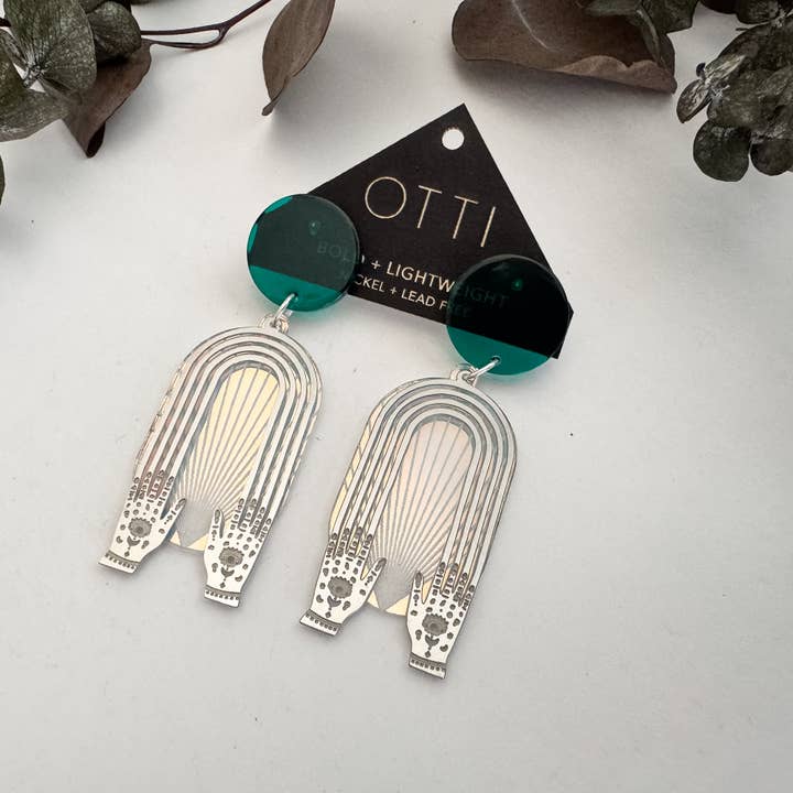 Iridescent Acrylic + Stainless Steel Earrings: THE PORTALS for wholesale by OTTI