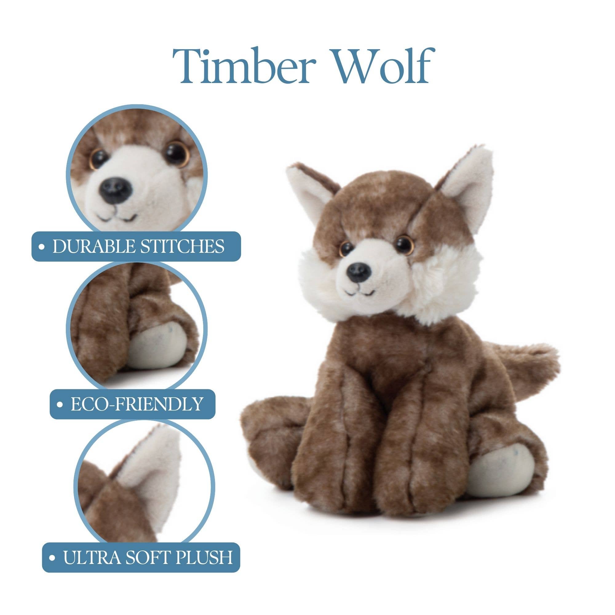 The Petting Zoo - Wholesale Stuffed/Plush Toy - Kids & Baby - 8" (20cm) Wild Onez Timber Wolf Wild Life1
