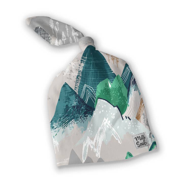 Rocky Mountains Adjustable Knot Newborn Baby Hat for wholesale by Milk Snob