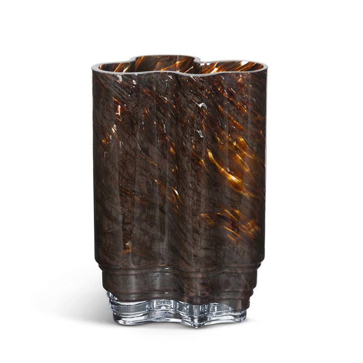 Park Hill Collection - Wholesale Vase - Clover Glass Vase, Tortoise, Large1