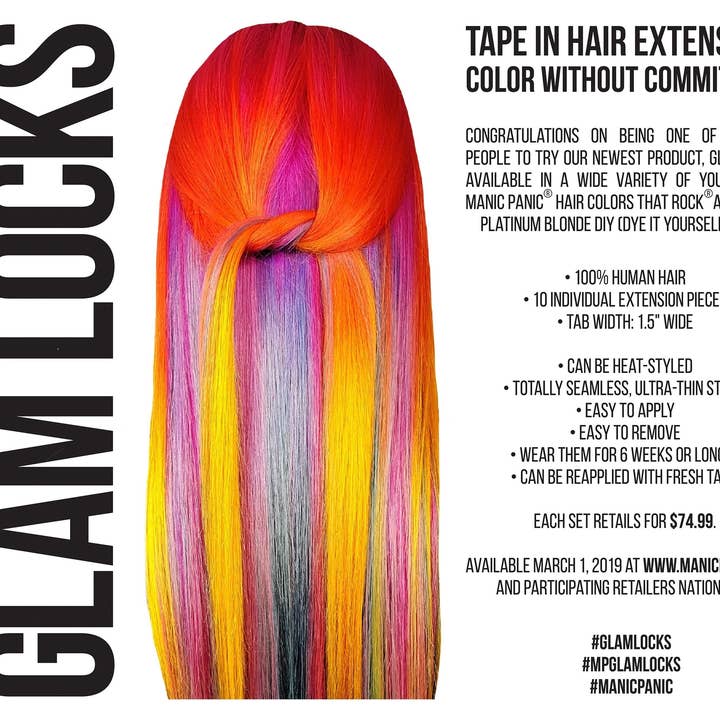 Manic Panic - Vente Extensions de cheveux - Glam® Locks - Extensions de cheveux humains avec ruban adhésif de 20 po1