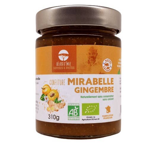 Organic Mirabelle Ginger Jam for wholesale by Les DÉLICES D'ÉMILE