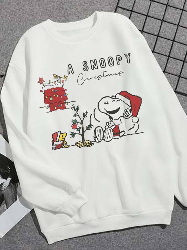 M9040-SW SNOOPY CHRISTMAS graphic sweatshirts for wholesale by HARANG
