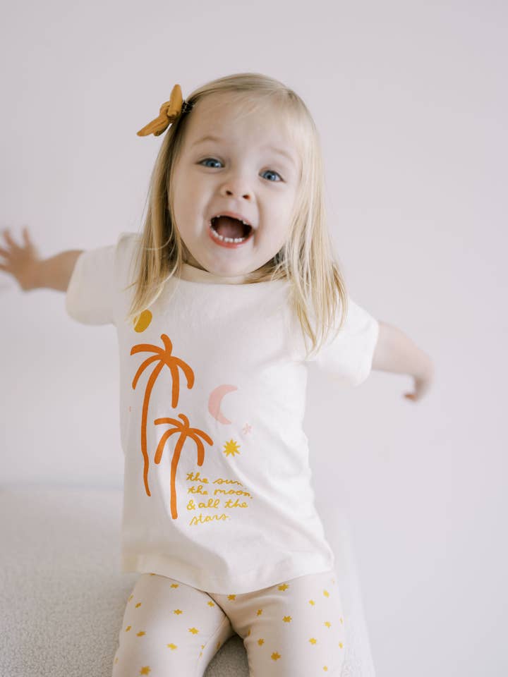 Polished Prints - Vendita all'ingrosso Maglietta serigrafata - Bambini - T-shirt stampata Sun Moon, maglietta per bambini, camicia per bambini, primavera2