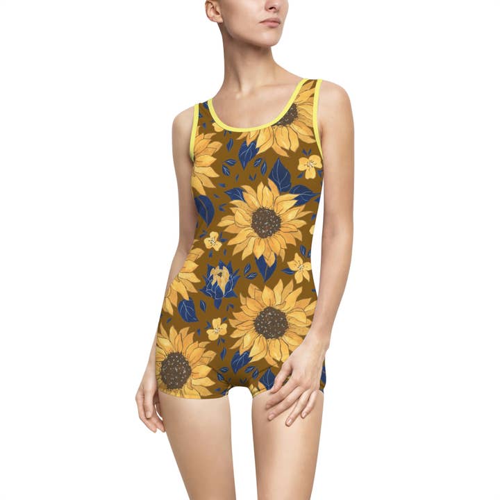 Maillot de bain vintage rétro Sunflower pour femme pour la vente par happy clothing co.