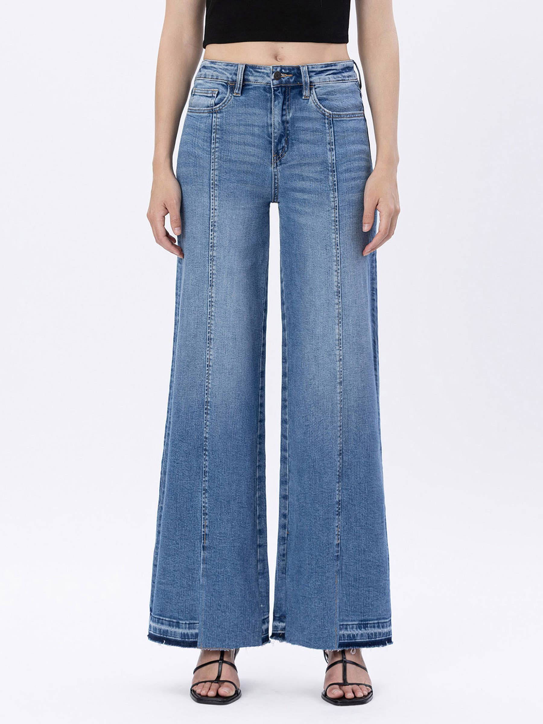 RESOLUTE SUPER HIGH RISE SPLIT SEAM WIDE LEG JEANS F5374M for wholesale on Faire0