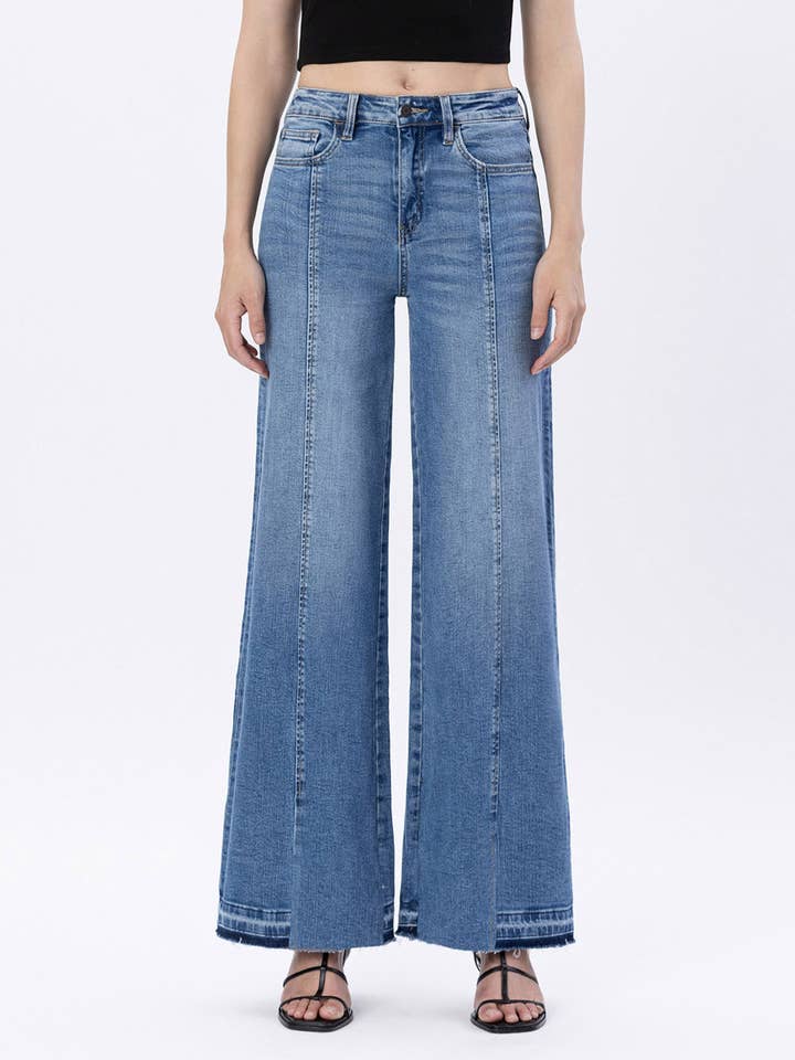 RESOLUTE SUPER HIGH RISE SPLIT SEAM WIDE LEG JEANS F5374M for wholesale on Faire