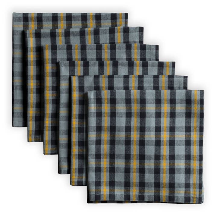 MDH - Yarn Dyed Checks - Wholesale Dinner & Cloth Napkin - Napkins 100% Cotton 18" x 18" -Set of 6-Stretch Limo Zealand