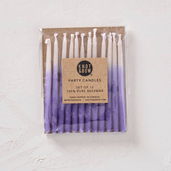 Hand-dipped 100% Beeswax Birthday Candles | Violet Ombré for wholesale on Faire1
