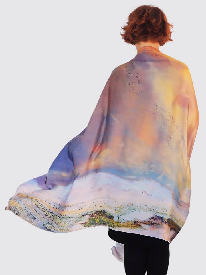 Lake Eyre 100% silk scarf for wholesale by Australia Scape