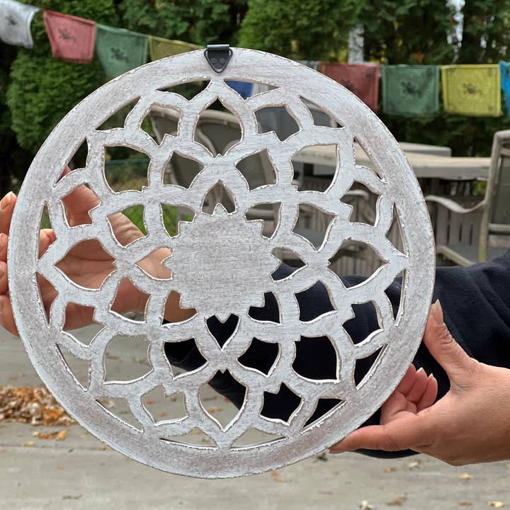 Lungta Imports - Wholesale Wall Accent - Handcrafted Wooden Lotus Flower Wall Décor Hanging Art1