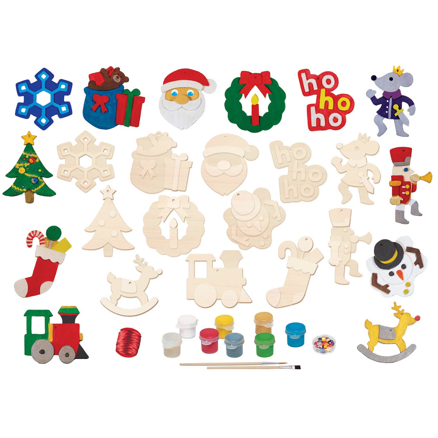 Masterpieces Puzzles - Wholesale DIY Craft Kit - 12 Holiday Ornaments Wood Paint Set1