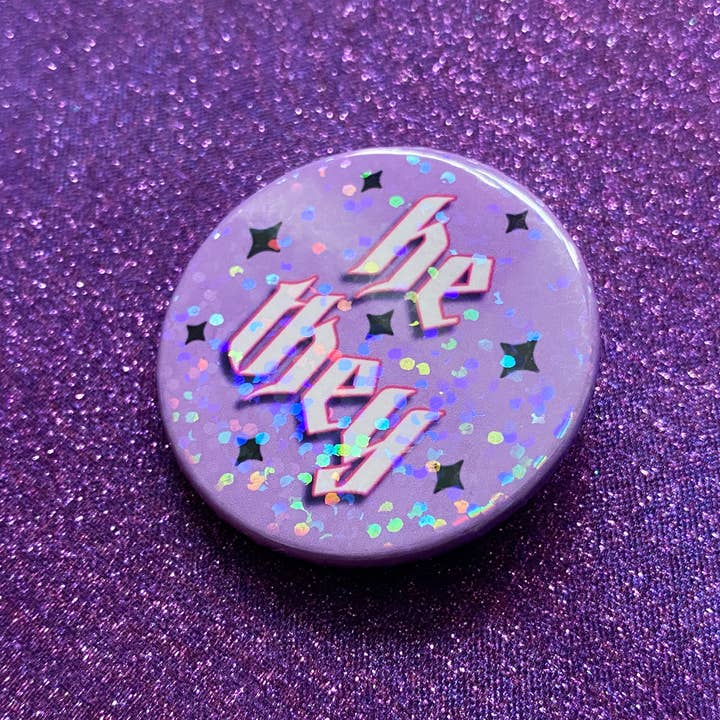 Magical Meow - Wholesale Lapel Pin/Button - He/They Pronoun Holographic Pin Badge2