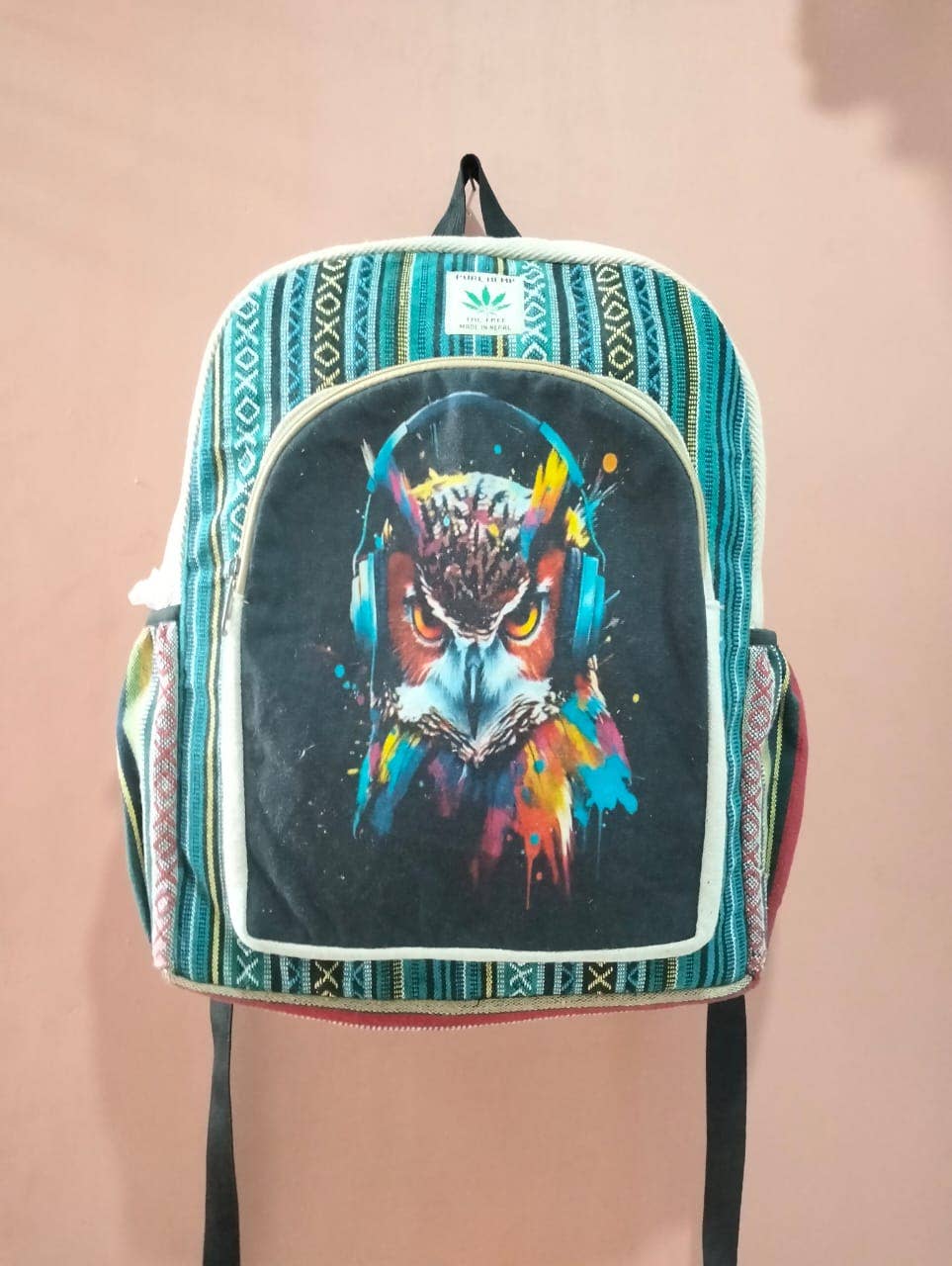 Avatar Imports LLC - Wholesale Backpack - Unisex - Large Hemp Bags - Pure Hemp with Gheri Design1