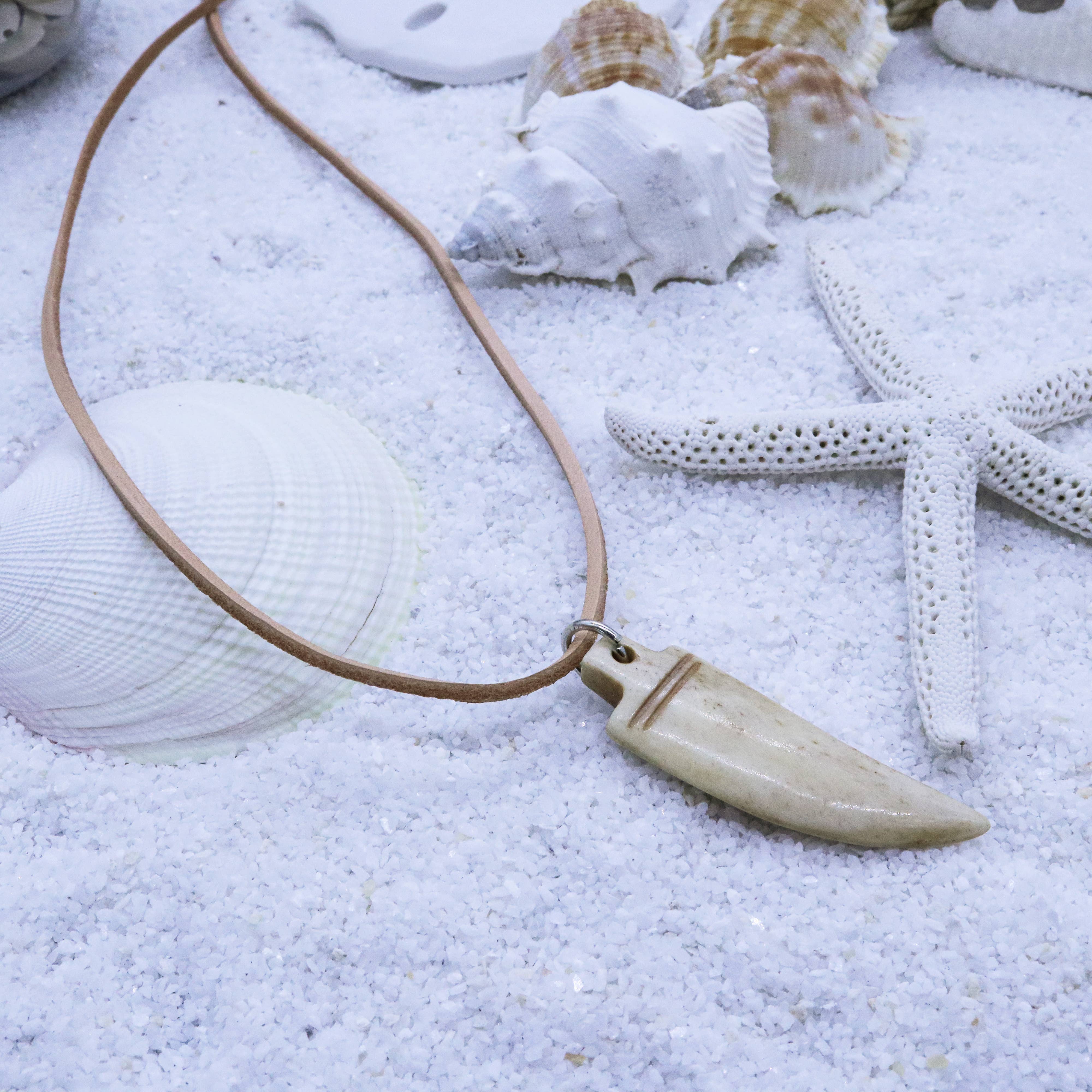 Natalia - Wholesale Pendant/Charm Necklace - Hand Carved Ox Bone Tooth 18" Necklace for Men- PC8