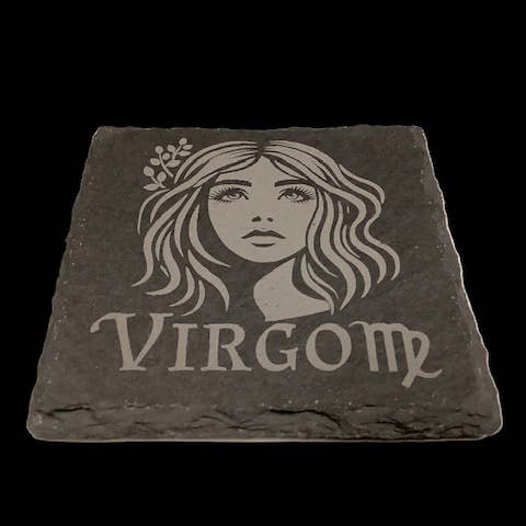 Dessous de verre en ardoise du signe astrologique Vierge pour la vente par Blaise the Witch