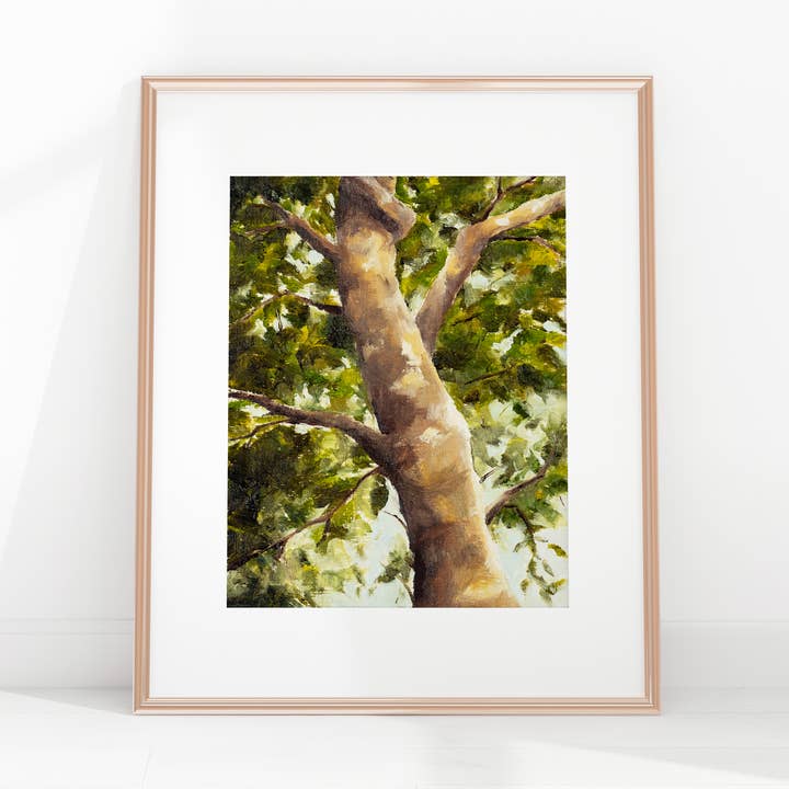 Kunstdruck „Dappled“ im Vintage-Stil mit Baummotiv und Wanddekor für den Großhandel von Coleman Senecal Art