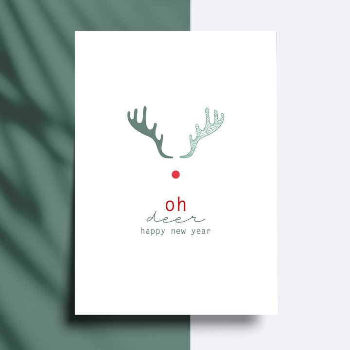 Wenskaart - oh deer happy new year for wholesale by printthings