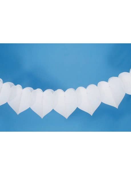 9ft Heart Garland, White for wholesale by Tremont Floral Supplies