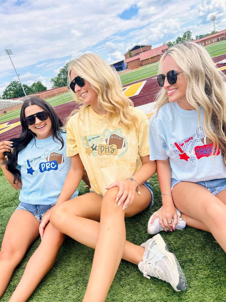 Dash Forward Wholesale - Wholesale T-Shirt (Graphic) - Unisex - Gingham Bow Football Collage Graphic Tee2