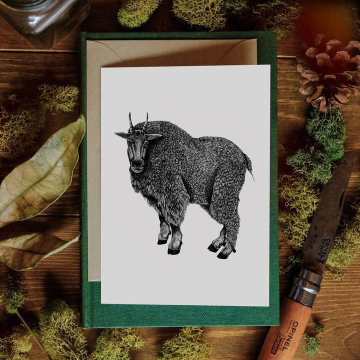 Mountain Goat - Biglietto di auguri per la vendita all'ingrosso da parte di Brittany Finch Art