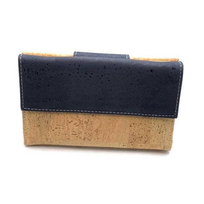 Portemonnee van kurk en veganistische kaartenportemonnee voor dames in blauw voor wholesale door Moddanio Cork