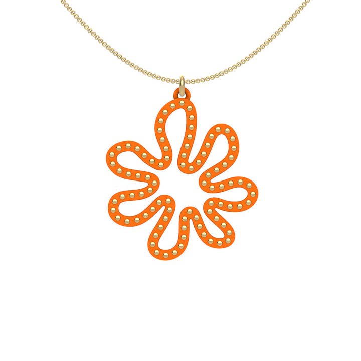 Pendentif ORANGE : CORAL 2 : clous en or ou sterling pour la vente par Ree Gallagher Jewelry