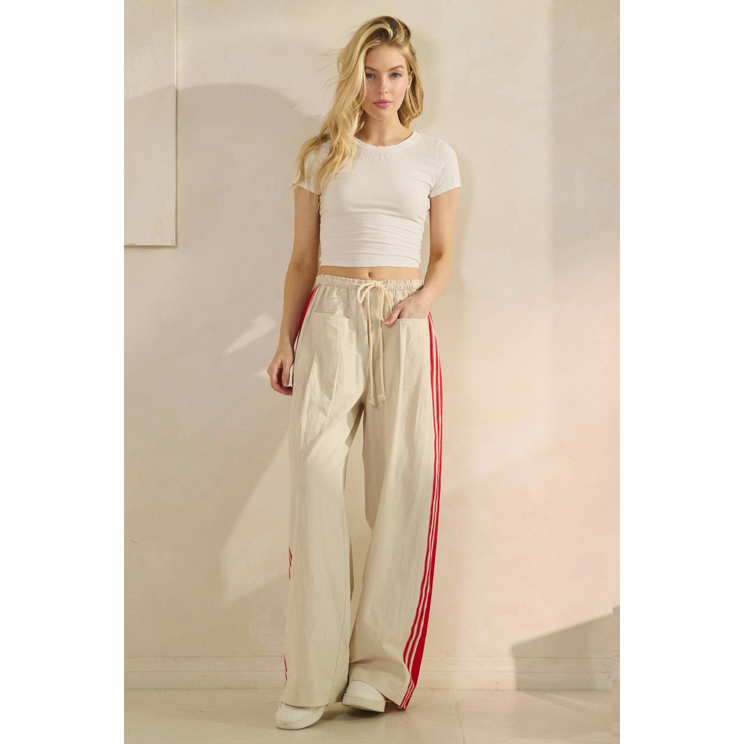 Ivory Sport Striped Wide Legged Pants for wholesale on Faire3
