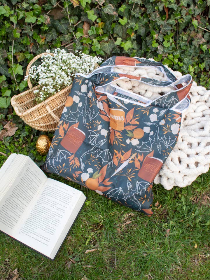 Dragons Grove | Reusable Bookish Foldable Grocery Tote Bag for wholesale by Meaggie Moos