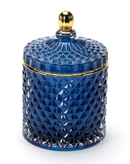 Naked Flame Candles (UK) Ltd - Wholesale Jar/Filled Candle - Bohemian Collection 230ml Jar Candle - Blue with Gold Trim0