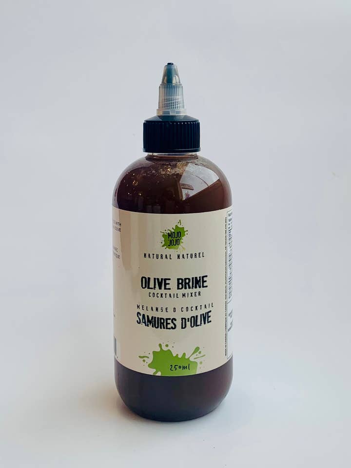 Olive Brine Cocktail Mixer Dirty Martini Mix for wholesale by Mojo Jojo Pickles and Preserves