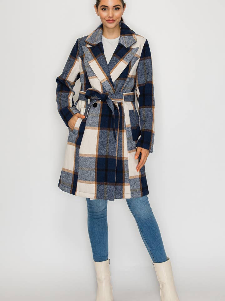 PATRONCITO USA INTERNATIONAL, INC - Wholesale Coat - Women's - Women's Long Coat Plaid Jacket with belt (LJ400)2