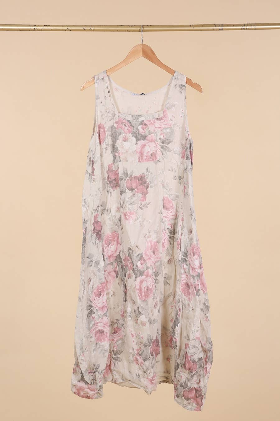 la maison des fibres naturelles - Wholesale Dress - Women's - sleeveless floral dress in 100% linen 622326