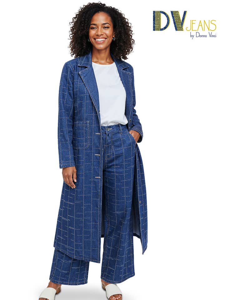 Donna Vinci JEANS, Estilo 8505 - Conjunto de 2 piezas: Abrigo largo y pantalón para venta al por mayor de Love The Queen