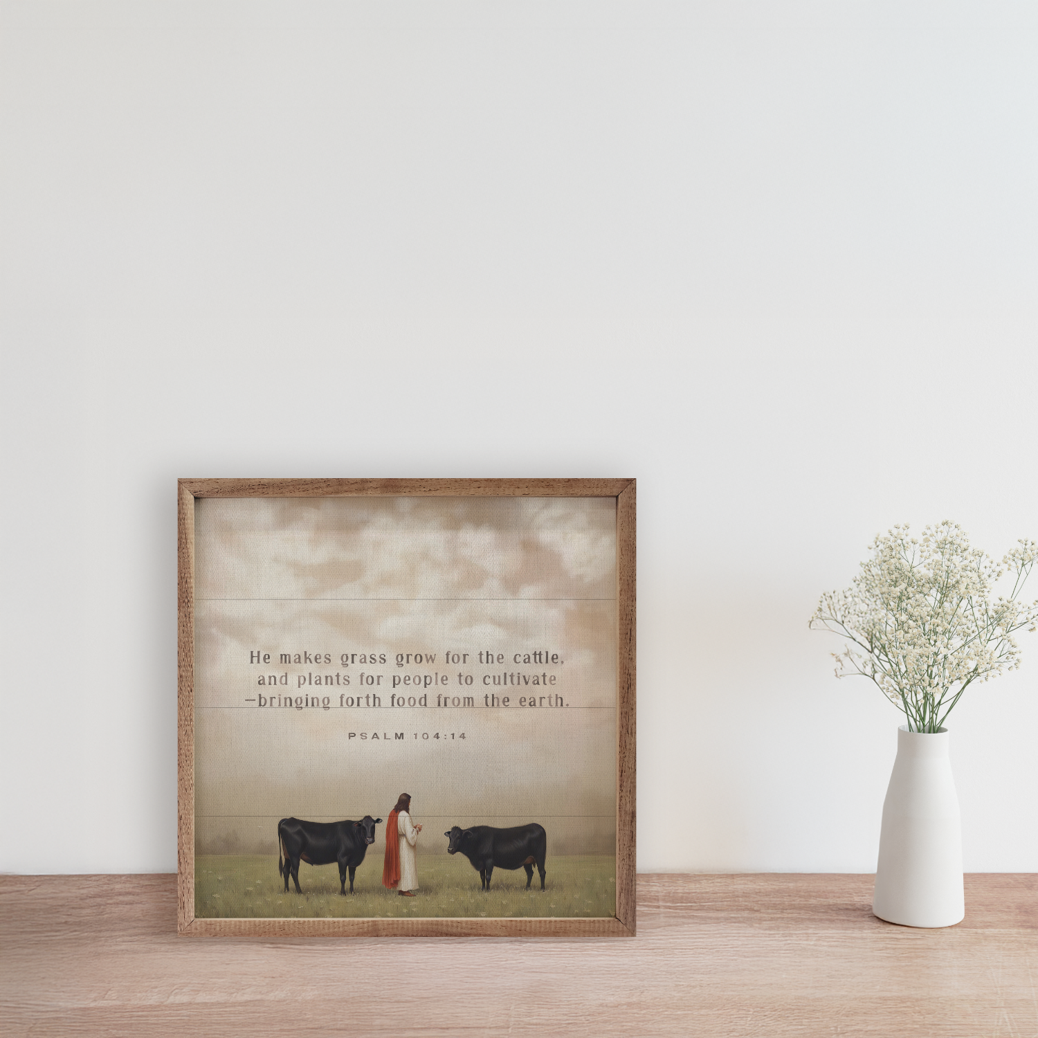 Kendrick Home - Wholesale Wood Wall Art - He Makes Grass Grow Psalm1